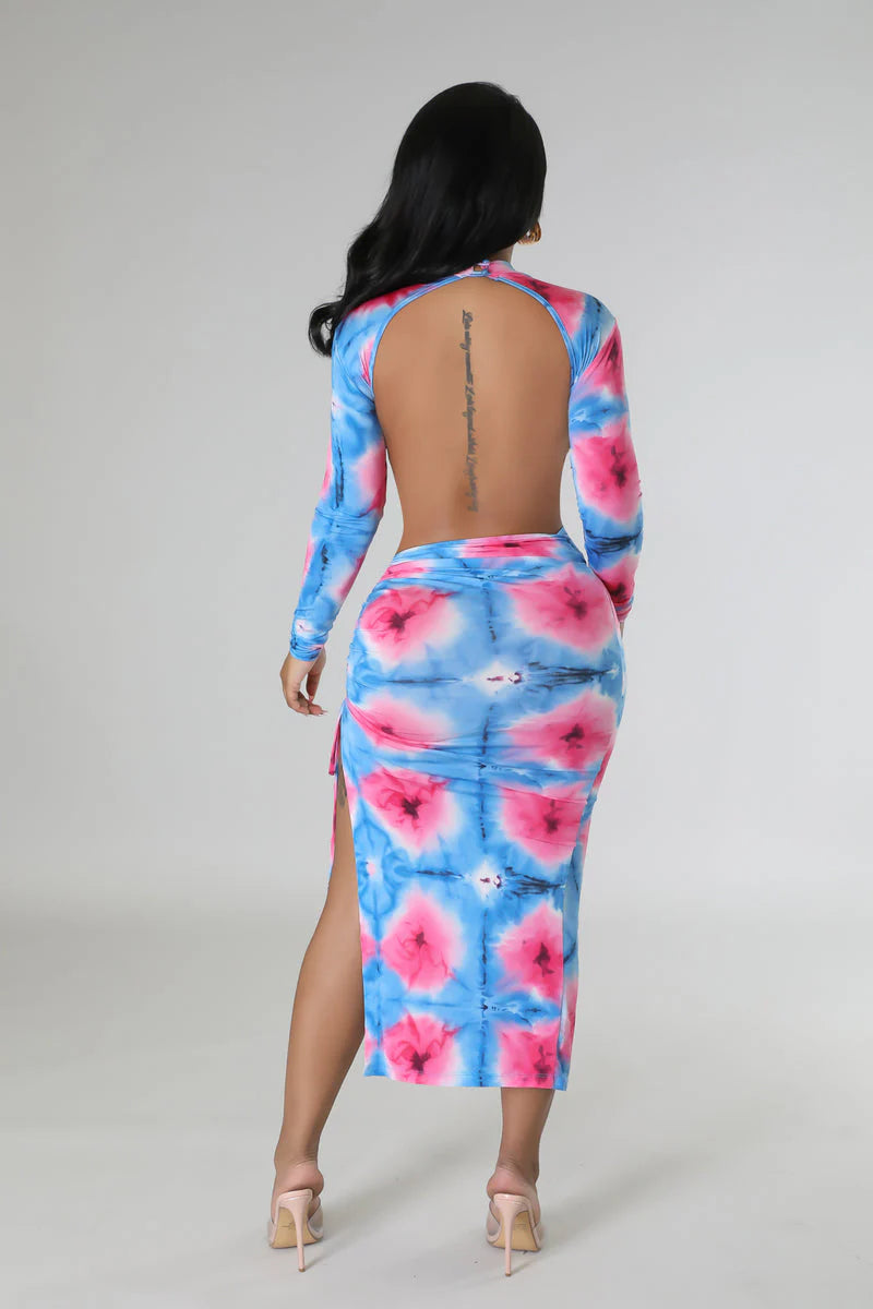 The Blueprint Print Backless Dress