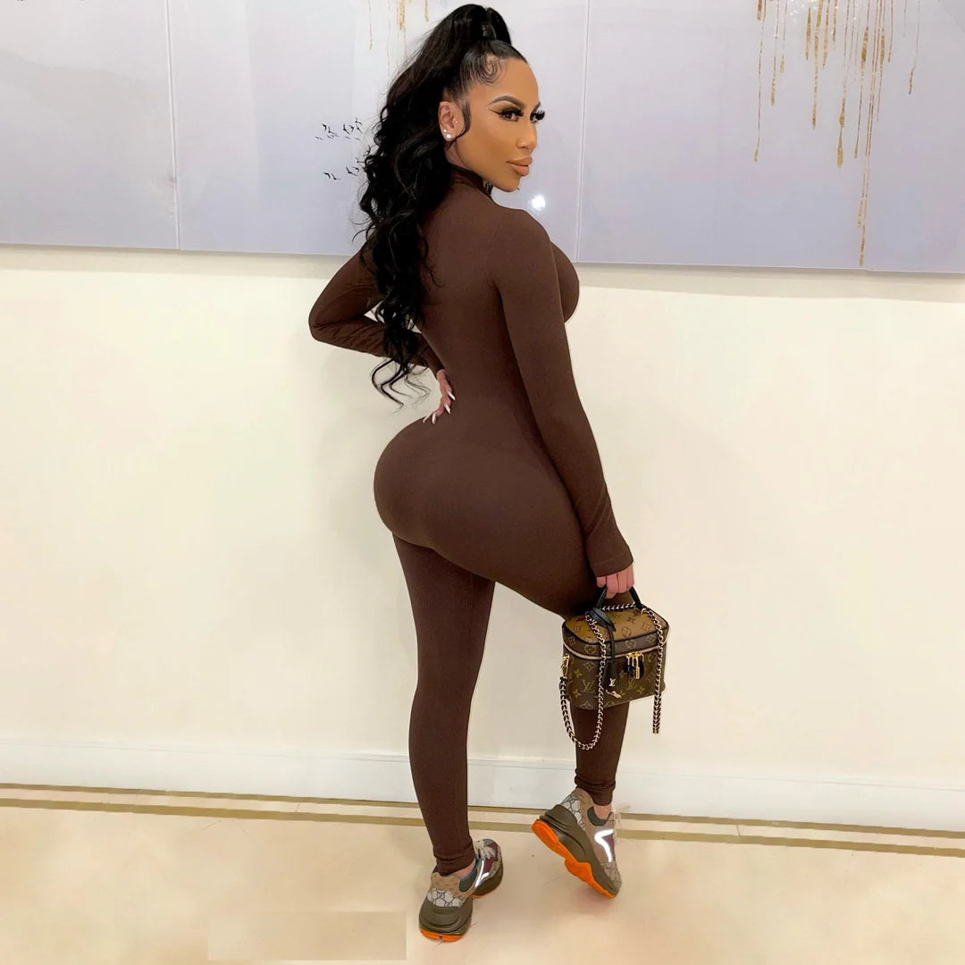 About My Business Zip Up Jumpsuit