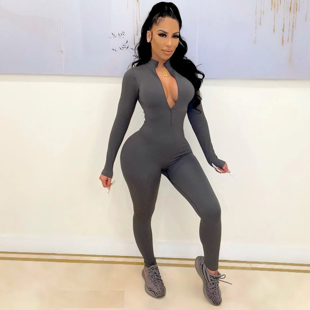 About My Business Zip Up Jumpsuit