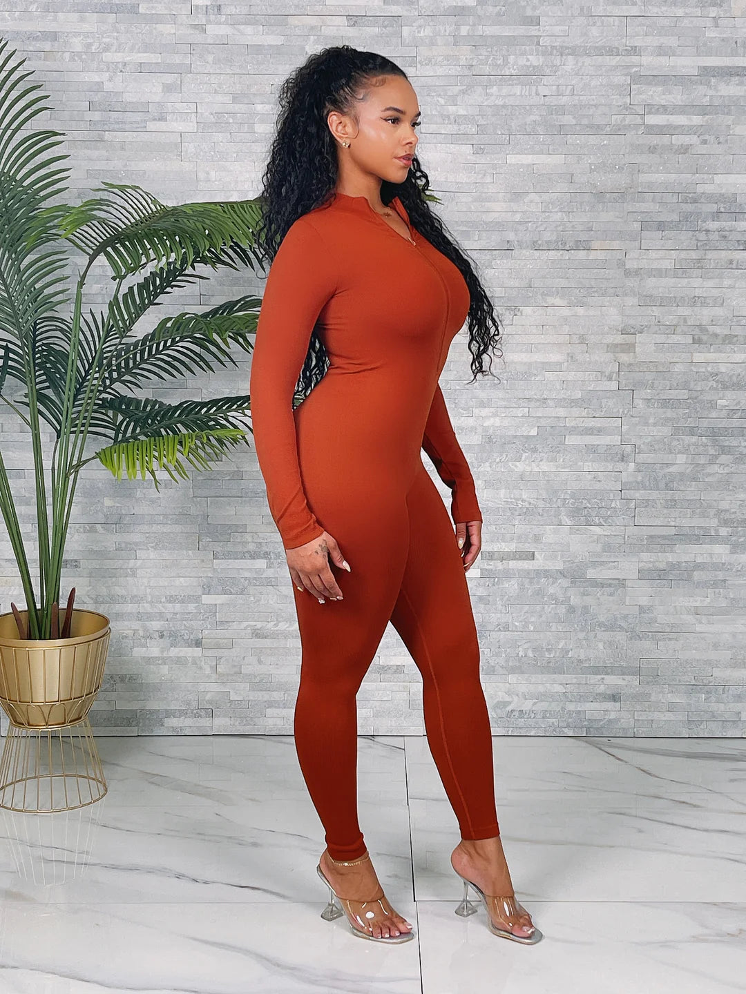 About My Business Zip Up Jumpsuit