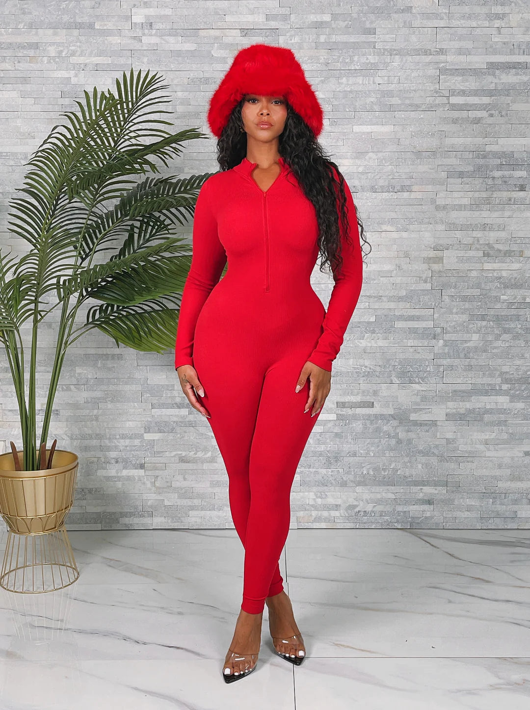 About My Business Zip Up Jumpsuit