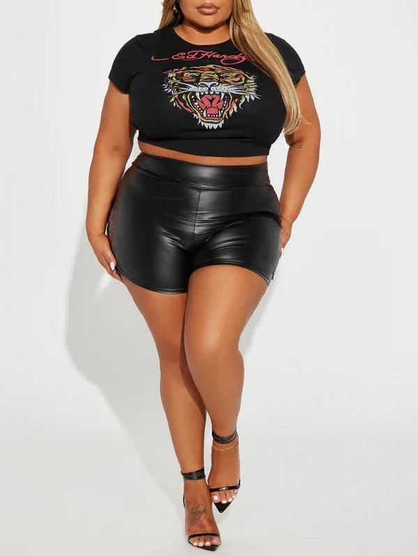 Too Solid PU Leather Shorts