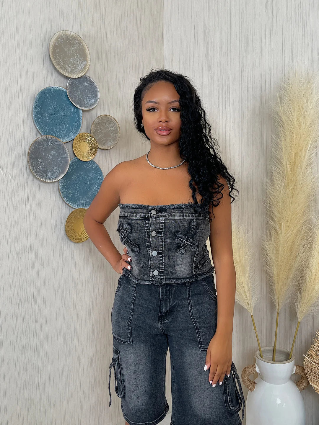 Near The Cross Denim Tube Top