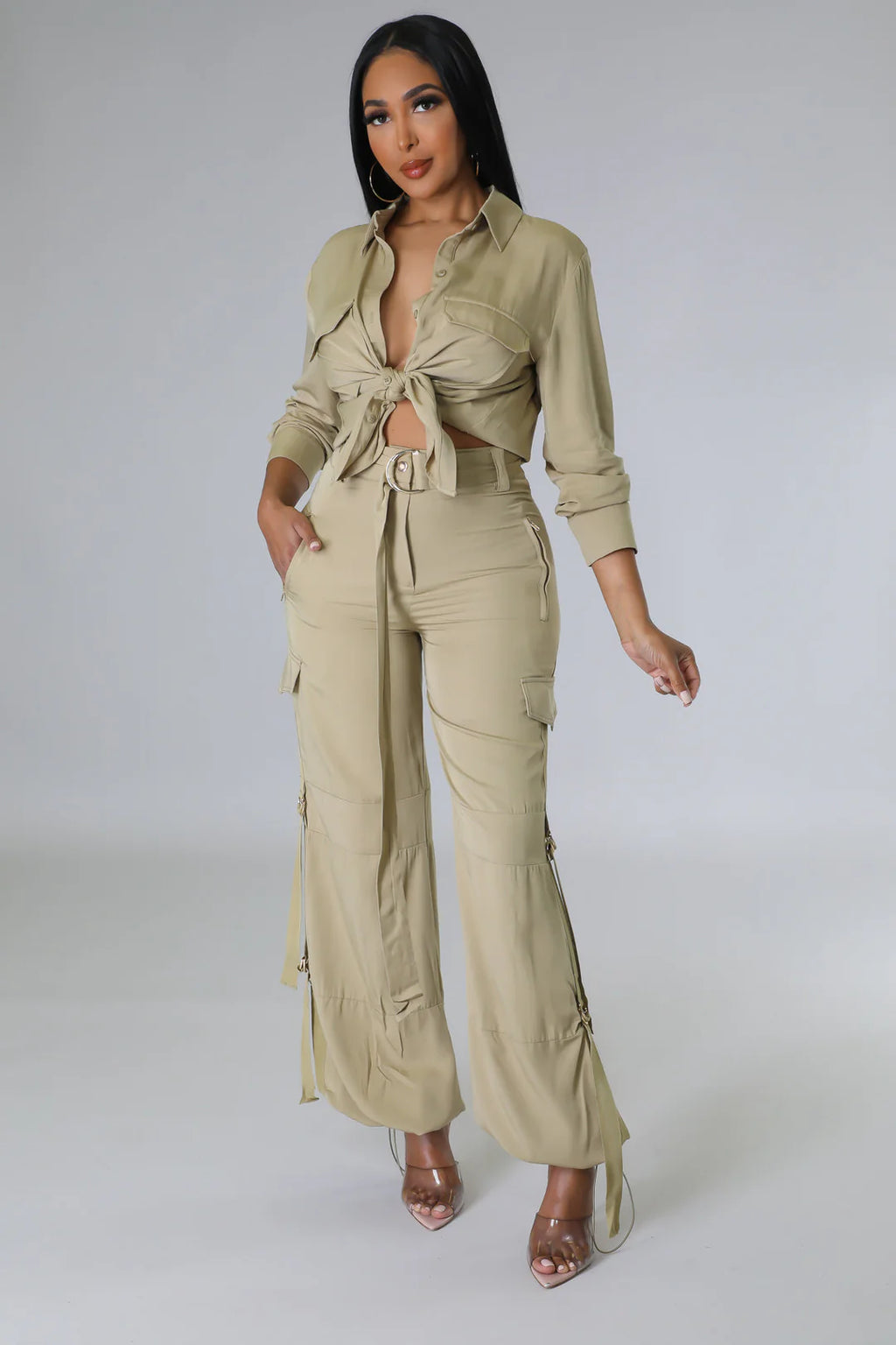 Business Casual Button Up Pants Set