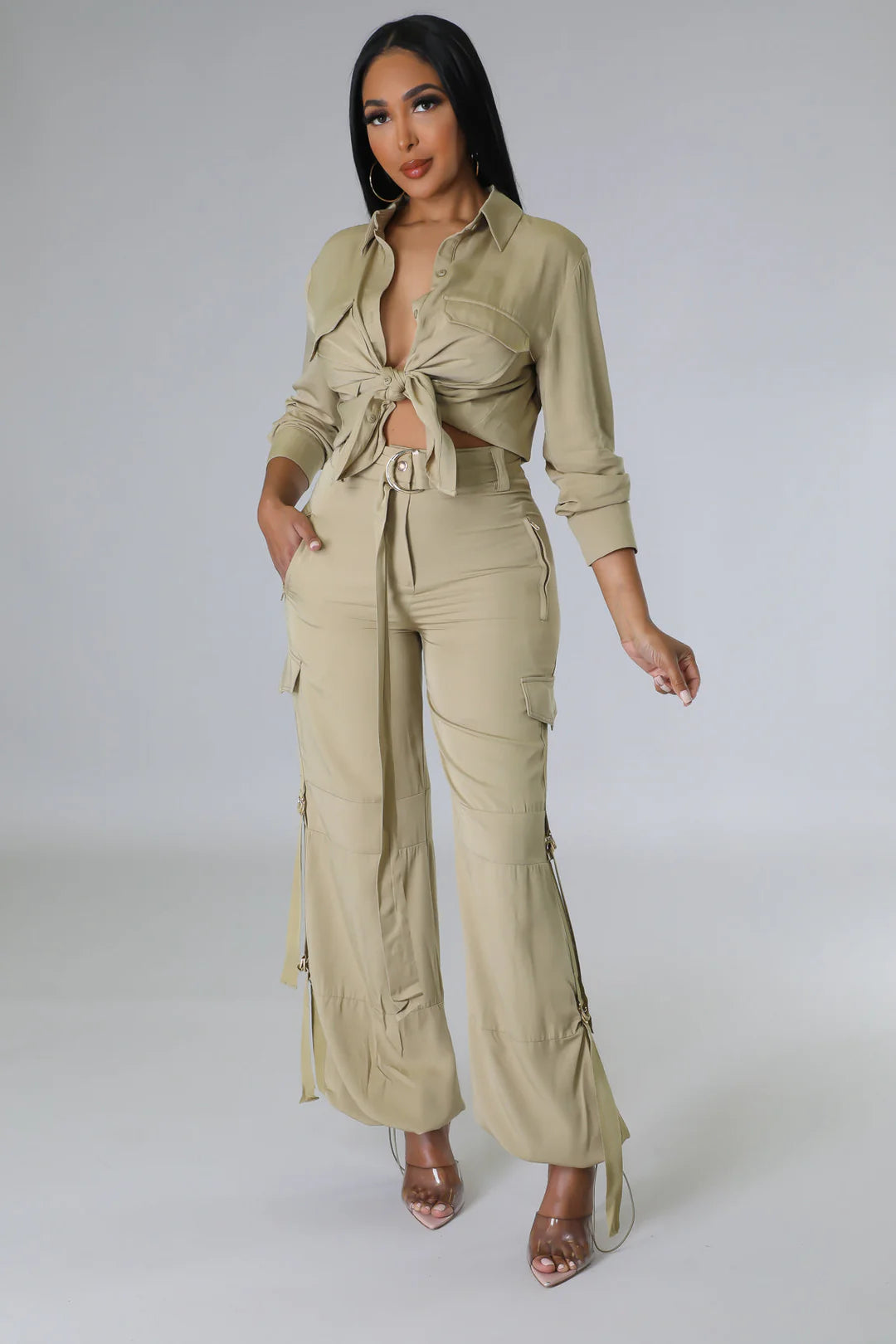 Business Casual Button Up Pants Set