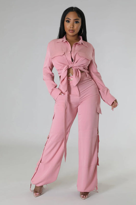 Business Casual Button Up Pants Set