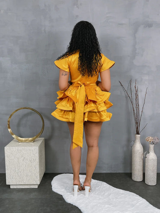 Life Of The Party V-Neck Ruffle Mini Dress