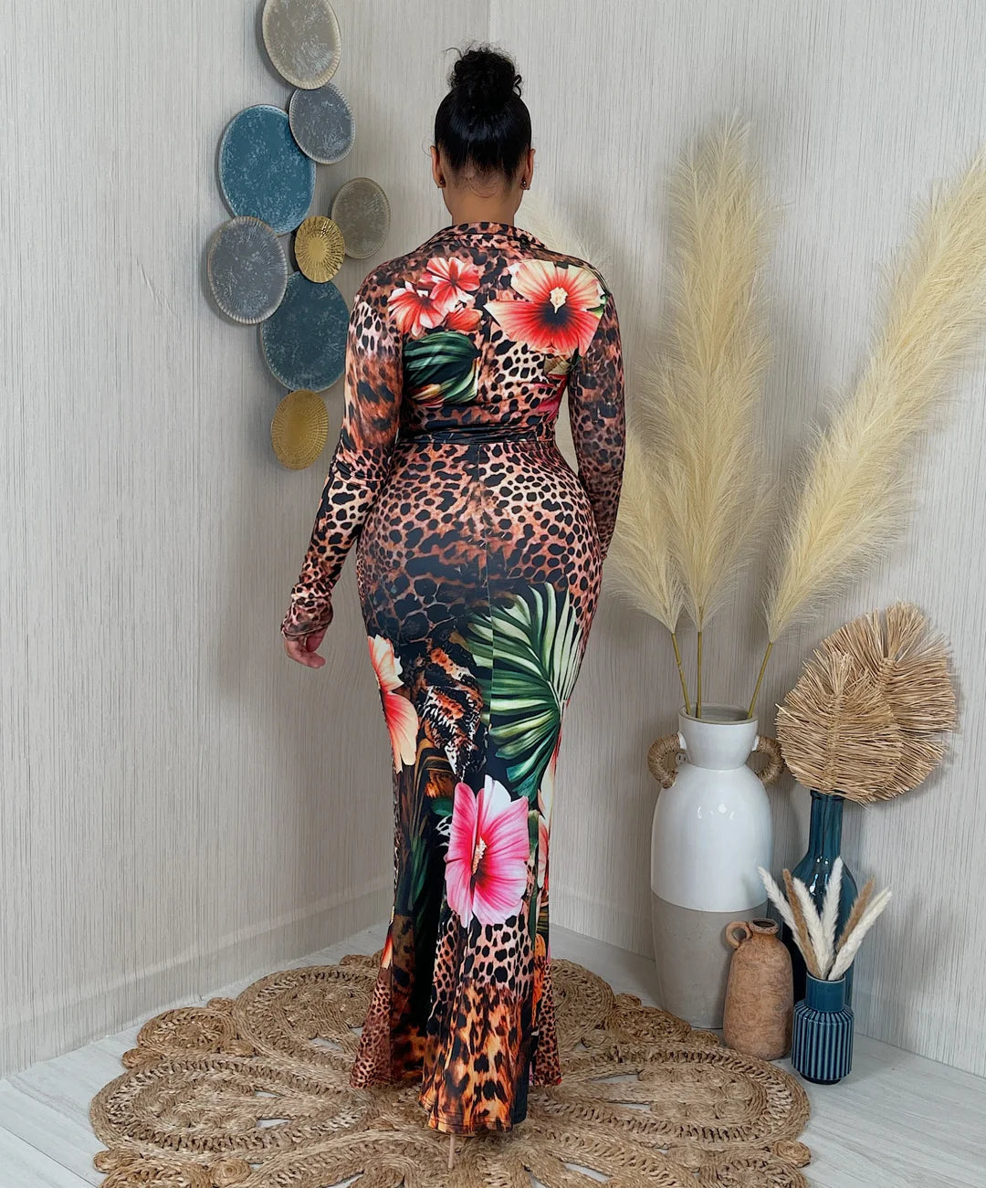 In The Wild Leopard Floral Print Dress