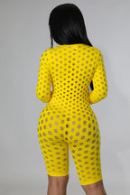 One & Only Fishnet Zip Up Romper