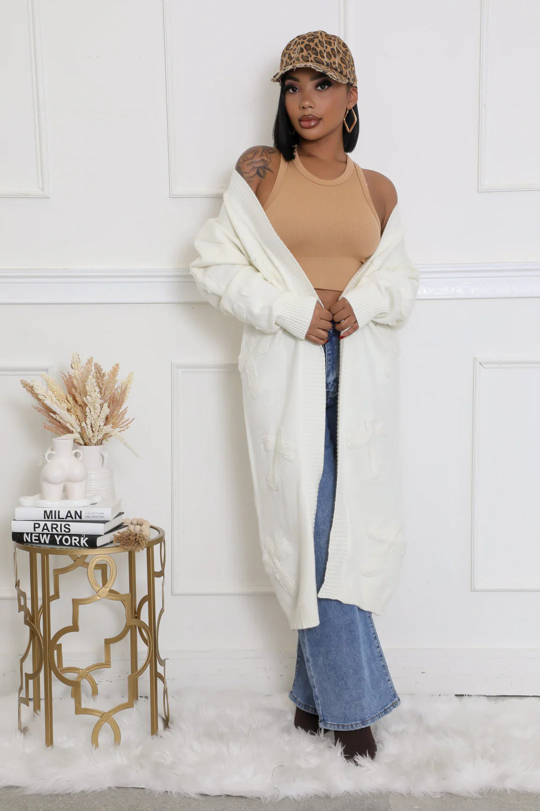 Cold Outside Long Cross Designs Cardigan