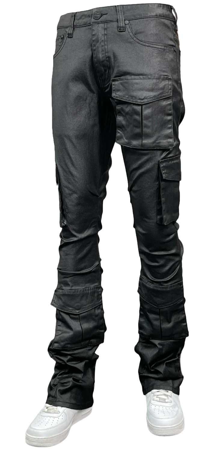 Dripped Coated Cargo Jeans
